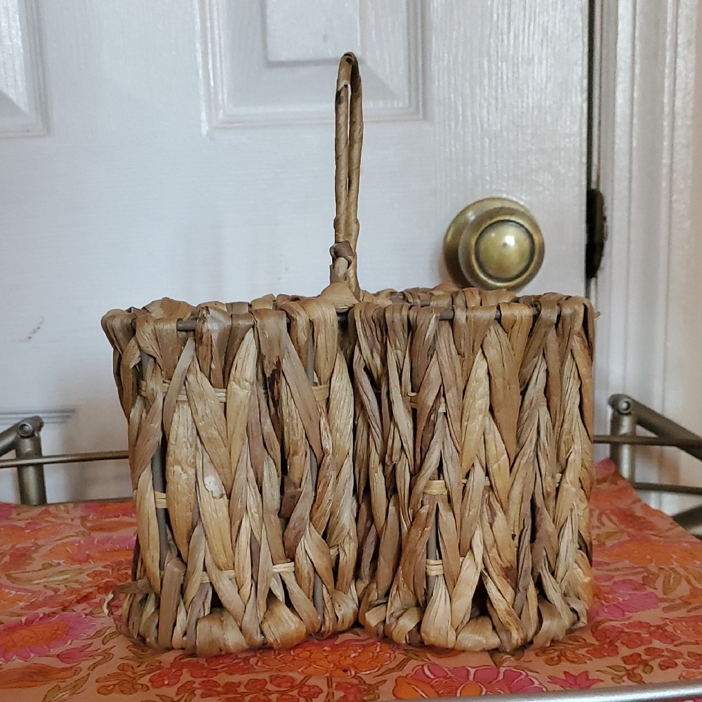 3-compartment Natural Fiber Kitchen Utensil Caddy